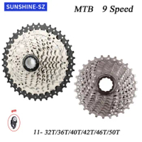 SUNSHINE 9 speed MTB Road bike Freewheel Cassette Flywheel 9S 25/28/32/36/40/42/46/50T for SHIMANO M370 M390 M4000 M590 sram 9v