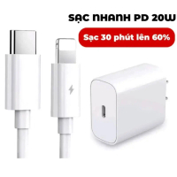 Bộ sạc nhanh PD 20W cho các mẫu iPhone dùng tại nhà từ model 5 đến 14 Pro Max, kèm bảo hành 12 tháng