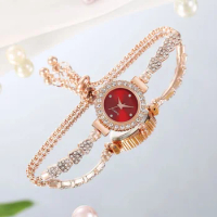 Women's Crystal Diamond Watches Round Dial Chain Link Bracelet Analog Bangle Wrist Watch Wonderful Watches Gift for Women