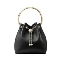 Jimmy Choo Bon Bon Biker With Pearl Closure Leather Bag Black Black