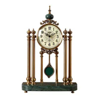 Luxury Pendulum Clock Metal Gold Table Clocks Marble Antique Vintage Nordic Office Desktop Desk Watch Living Room Decoration