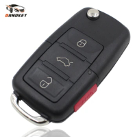 Dandkey 3/4 Button Flip Key Car Key Case Shell For Volkswagen Golf 4 5 6 Passat B5 B6 Polo Bora Touran With/No Blade With logo