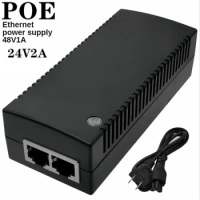 POE Power Supply DC Adapter 24V 2A/24V 1A Desktop POE Power Injector Ethernet Adapter Surveillance C