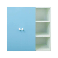 【南亞塑鋼】防水3尺二門三格組合式塑鋼衣櫃/單吊桿收納衣櫃(白色+粉藍色)