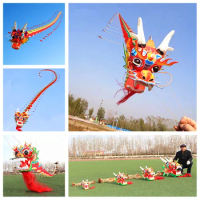 free shipping chinese dragon kite flying handle line traditional kite outdoor game toys for adults professional kites snake coil