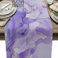 Marble Texture Simple Gradient Solid Phnom Penh Purple Table Runner Wedding Decoration Tablecloth Kitchen Dining Placemat