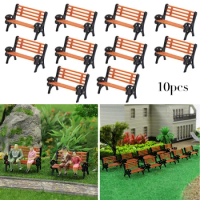 10pcs/set Model Train HO TT Scale 1:87 Bench Chair Settee Street Park Layout Plastic Craft Home Yard &amp; Garden Decor Kid Toy