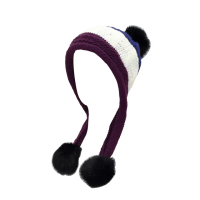 【青松戶外】毛球遮耳帽-紫色 B61908-73(毛帽/保暖帽/護耳帽/耳罩帽)