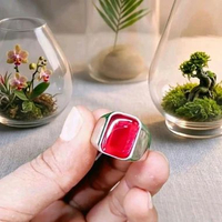 cincin titanium + model kotak+ batu red Baron size 9 red Baron