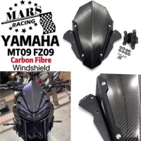 Motorcycle Carbon Fibre Windshield Visor Viser Deflector WindScreen Fits For YAMAHA MT09 FZ09 MT-09 FZ-09 2017 2018 2019 2020