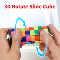 Creative 3D Rotating Slid Cube Puzzle Color Tower Decompression Novel Cube Child Puzzle Toy Parent-child Montessori Prop Gift