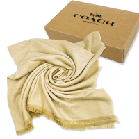 COACH 馬車LOGO棉混莫代爾絲巾方巾圍巾禮盒(淺卡奇)