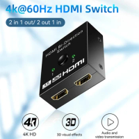 HDMI Switch 4k@60hz Splitter Bidirectional HDMI Switcher 2 in 1 Out HDMI Hub Supports HD Compatible with Xbox PS4