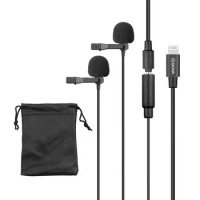 BOYA BY-M1DM Dual Lavalier Universal Microphone Omni-directional Mic for iPhone Samsung Smartphones Canon Nikon DSLR Cameras