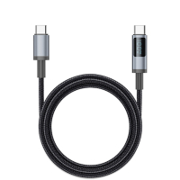 【UKKO】急速 PD 100W 數位顯示充電編織傳輸線 1.2m (黑)