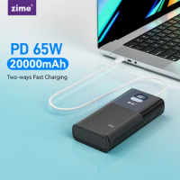 Zime 65W Power Bank 20000mAh USB C PD Fast Charging PowerBank External Battery Portable Charger for Laptop iPhone Xiaomi Samsung