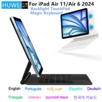 Folio Magic Keyboard For New iPad Air 11 2024 Air 6th Gen 11" Smart Case Portuguese Spanish Hebrew Arabic German keyboard cover