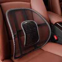 Car Seat Office Chair Massage Back Brace Lumbar Support Ventilate Cushion Pad Black Mesh Cushion for Car Driver Home Breathable