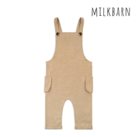 【Milkbarn】駝色細條紋吊帶褲(吊帶寬褲 背帶褲 連身褲)