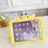 For iPad 9.7 2017 2018 Cartoon silicone stand case cover ipadair air 2 ipad3 4 cute Deer holder protector
