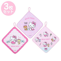 小禮堂 Hello Kitty 純棉擦手巾3入組 27x27cm (粉小熊)
