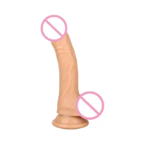 Realistic Dildo Body Safe Material Huge Penis with Strong Suction Cup for Hands-free for Play Flexible Cock with Curved Shaft