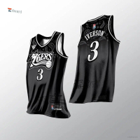 [Edward] YS2 76ers Iverson Black Basketball Jersey Sports Jacket Oversized Unisex Fan Edition SY2