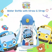 Iconix Tayo Water Bottle with Straw & Strap / Tempat Minum Anak