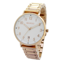 MANGO 百搭數字簡約鋼帶錶-MA6768L-80R-H(玫瑰金/36mm)