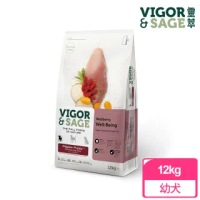 【Vigor&Sage 靈萃】即期品枸杞低敏無穀保健狗飼料-去骨鮮雞+綠茶-幼犬-12kg(保健 狗糧 效期-2023/1/25)