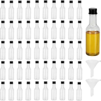 Mini Liquor Bottles Reusable Plastic 50ml (1.7 fl oz) Empty Spirit Bottle with Black Lids Miniature Bottles