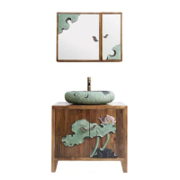 New Chinese Style Bathroom Cabinet Mirror Cabinet Combination Bathroom Cabinet Floor Washstand Modern Minimalist