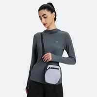 ARC'TERYX Kaos Lengan Panjang Wanita Hoodie Abu-abu Bahan Nyaman Thumbhole Outdoor Aktivitas Komutin