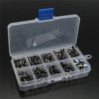 180Pcs Push button switch Tact switch Small switch Push button switch classification box kit 10 kinds specifications