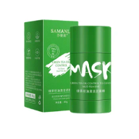 SAMANLI Oil Control Clean Green Tea Mud Stick Cleansing Moisturizing Oil Control Facial Care Portable Smear Blackhead Mask 40g