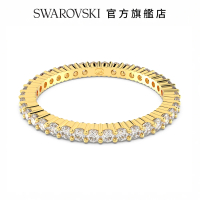 【SWAROVSKI 官方直營】Vittore 戒指 圓形切割 白色 鍍金色色調 交換禮物