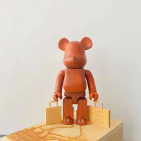 Bearbrick 400% Height 28cm African Red Rosewood Suitcase Porter BE@RBRICK Wooden Bear Collection Figure