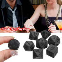 7Pcs/Set Polyhedral Black Dice Set Game Dice For TRPG DND Accessories Polyhedral Dice For Board Card Game Math Games Polyhedral