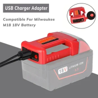 USB Charger Adapter Compatible For Milwaukee M18 18V Battery, Dual Output Port With USB And Type-C Charging Interface