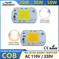 LED COB Chip 220V 110V AC High Voltage Drivefree 20W 30W 50W Integrated Bead Aluminium Plate Light Source 3000K Warm/White 6000K