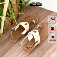 L Giày Sandal nữ da kẹp xỏ ngón phối nâu , giày nữ bigsize , sandals nữ đi học - The NySmile - KEBUN