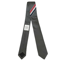 THOM BROWNE 春夏新款 品牌經典條文窄版真絲領帶(深灰色)