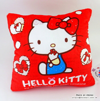 【UNIPRO】Hello Kitty 經典坐姿 紅色 33公分 方枕 抱枕 暖手枕 靠枕 凱蒂貓 三麗鷗 正版授權 KT