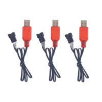 3PCS 7.4V SM-4P Plug USB Charging Cable For DE36W DE65 HM202 EC08 EC16 RC Car,M416 Electric Gel Ball Blaster Battery Charger