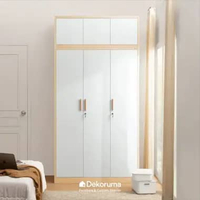 Dekoruma LECCO Lemari Pakaian Besi 3 Pintu dan Upper / Lemari Pakaian Besi / Lemari Baju Minimalis -