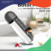 Produk Alat Unik Botol Minum Plastik Unik dengan Slot Obat Pill & Vitamin 600ml - J167 - Black