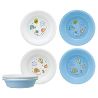 asdfkitty*日本製 san-x角落生物藍白色塑膠碗4入-15.6公分-學習碗 沙拉碗 水果碗 沙拉碗 水果碗-正版商品