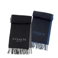 【COACH】純羊毛保暖雙面撞色保暖圍巾