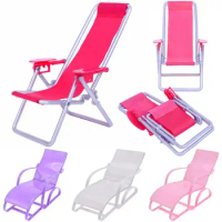 Lounge Room Garden Bench Children' Gift Foldable Deckchair Doll Beach Chair Dollhouse Furniture Toy Accessories