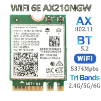Tri band WI-FI 6E AX210 M.2 NGFF 5374Mbps Wireless Card For Intel AX210NGW 2.4Ghz/5G 802.11ax Bluetooth 5.2 Wifi Network Card